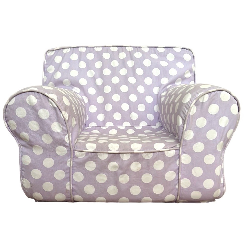 Pottery Barn Anywhere Chair Slipcover Only PBK Purple White polka dots as is